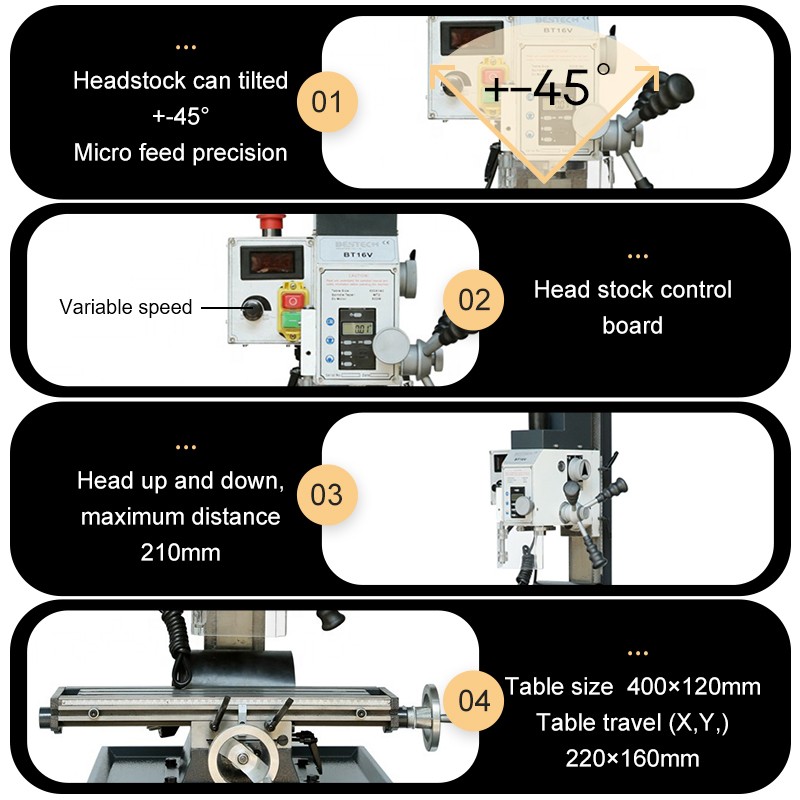 BT16V Electric motor bench drill milling machine for sale