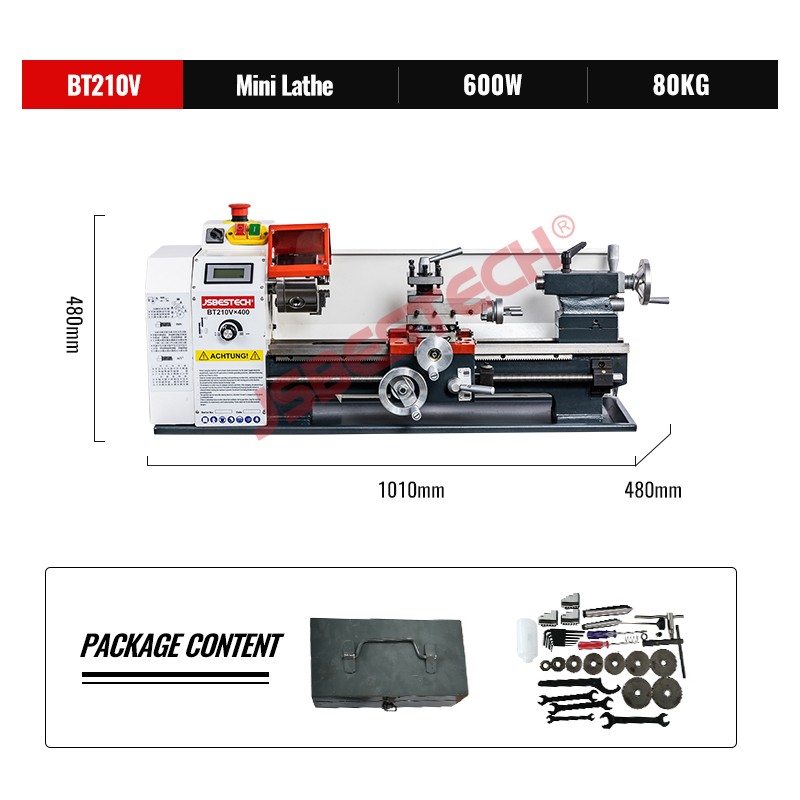 BT210V variable speed home use mini metal bench lathe machine