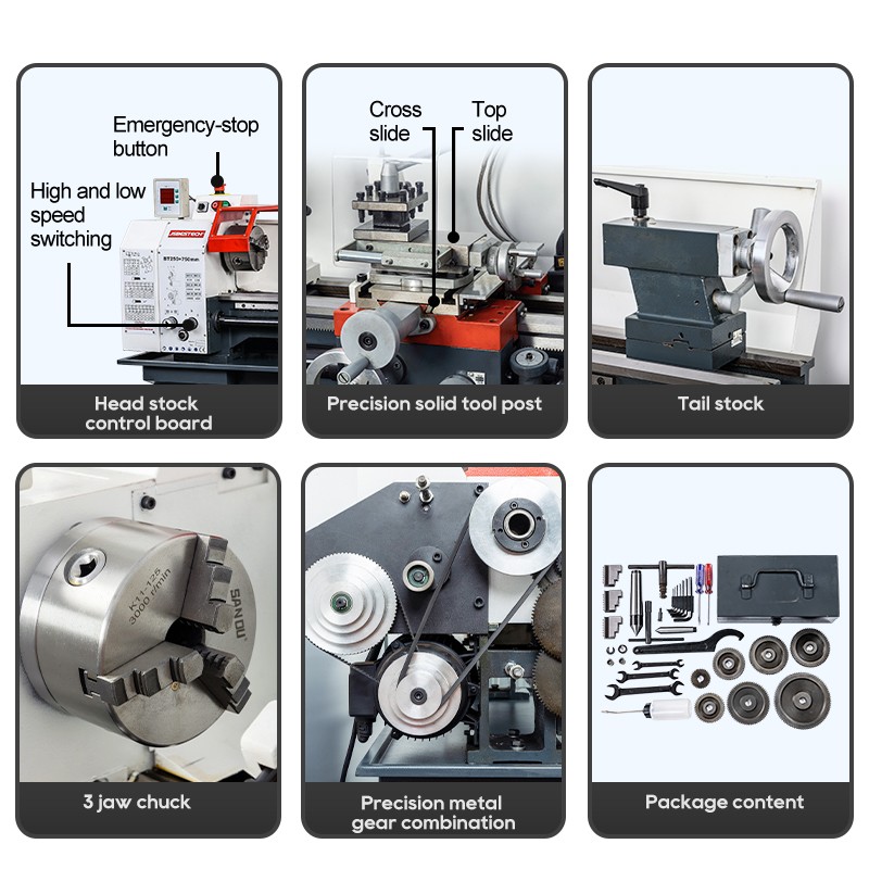 BT250 Bench 6 Step Gear Speed Lathe Machine