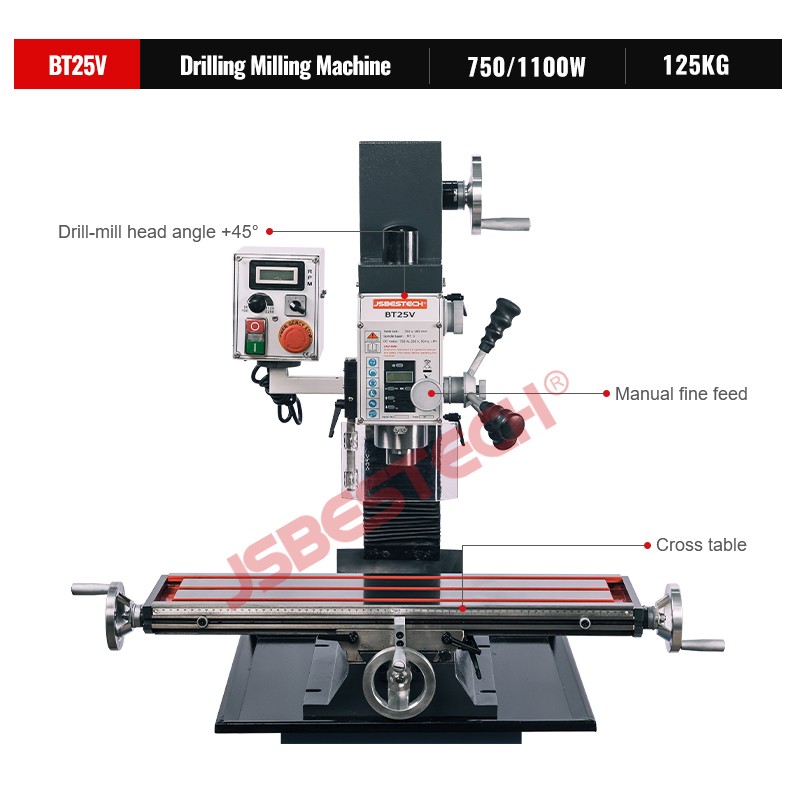 BT25V Variable speed vertical drilling and milling machine with DRO