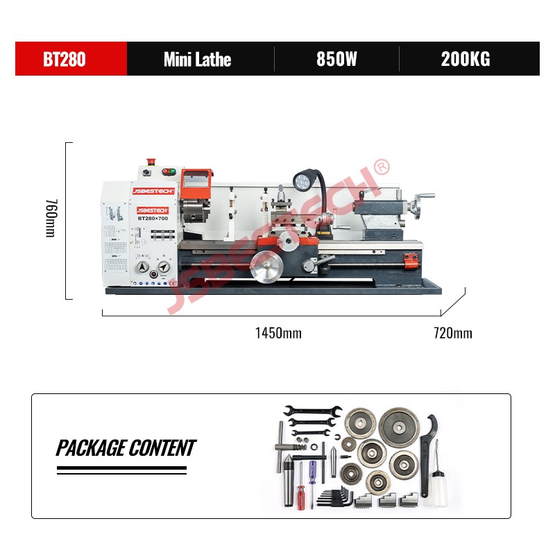 BT280 Variable speed precision bench metal lathe machine for sale