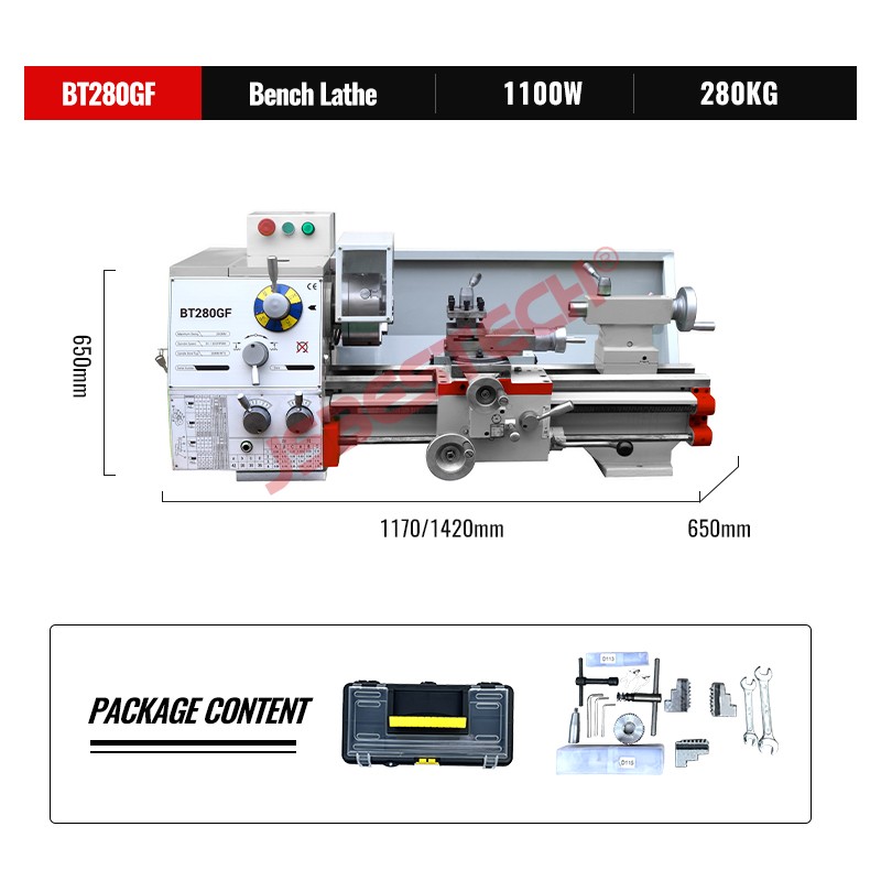 BT280GF Bench 8 Step Belt Speed Lathe Machine