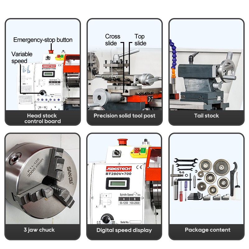 BT280V 850W mini bench lathe machine metal