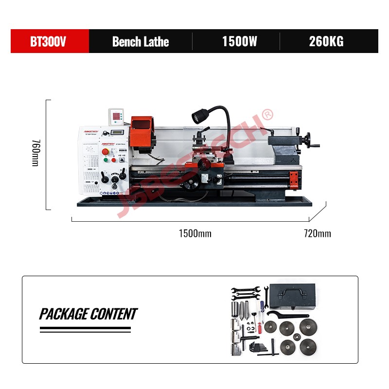 BT300V 1.5KW mini lathe diy belt drive lathe machine