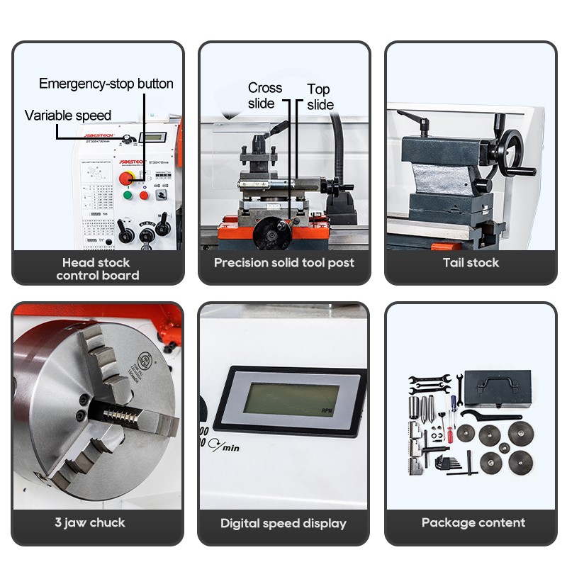 BT300V 1.5KW mini lathe diy belt drive lathe machine