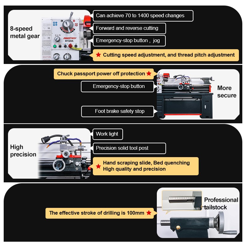 BT320A Mini Metal manual turning machine universal lathe machine