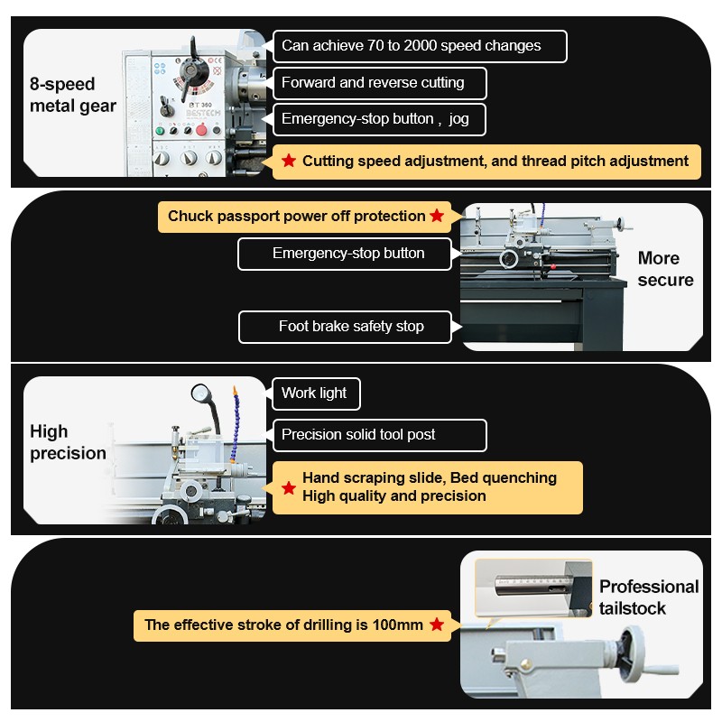 BT360 187mm bed width China engine lathe machine lathe machine torno