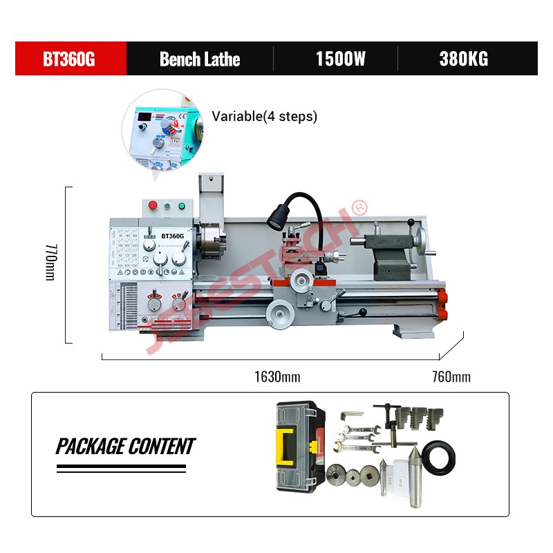 BT360G Bench 12 Step Belt Speed Lathe Machine