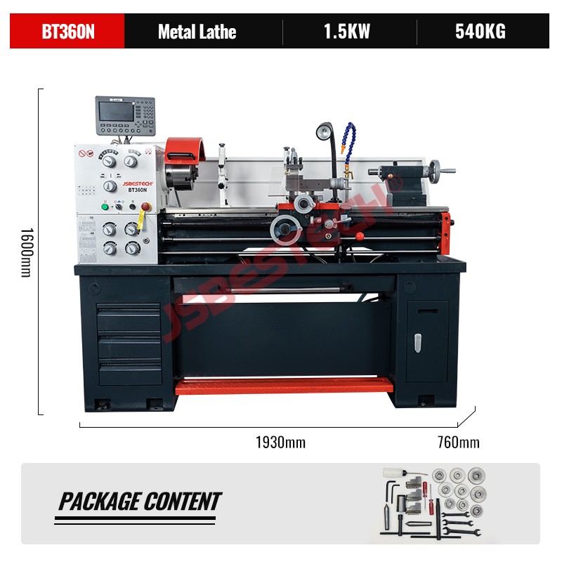 BT360N 360mm Taper of spindle bore 52mm manual lathe machine 1000 mm
