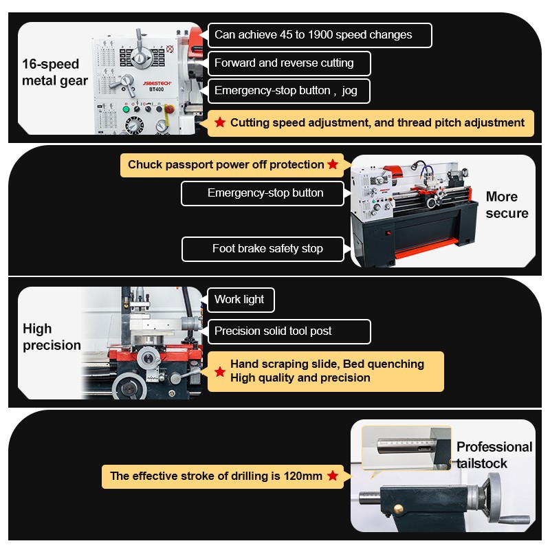 BT400 bench lathe machine price metal working lathe machine