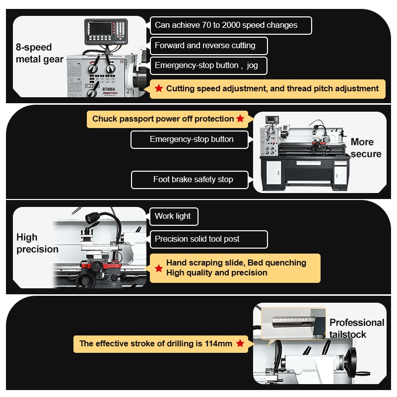 BT400A bench lathe machine price metal working lathe machine