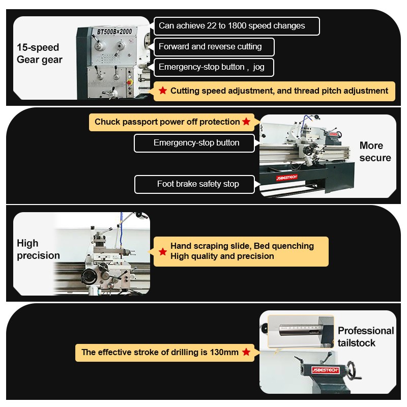 BT500B Heavy duty lathe machine price programmable lathe