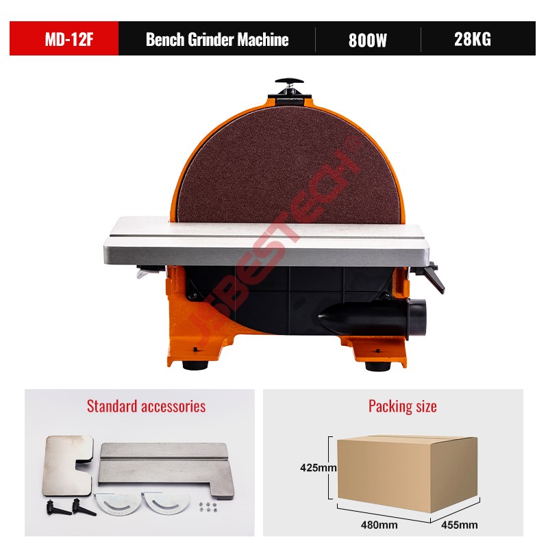 MD-12F CE Certification 900W powerful motor electric benchtop disc sander