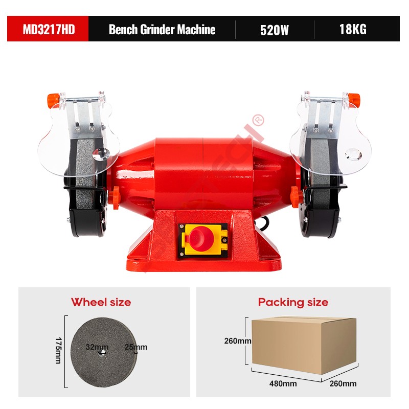 MD3217HD 175mm Manual Bench grinder for metal polishing 520W with CE