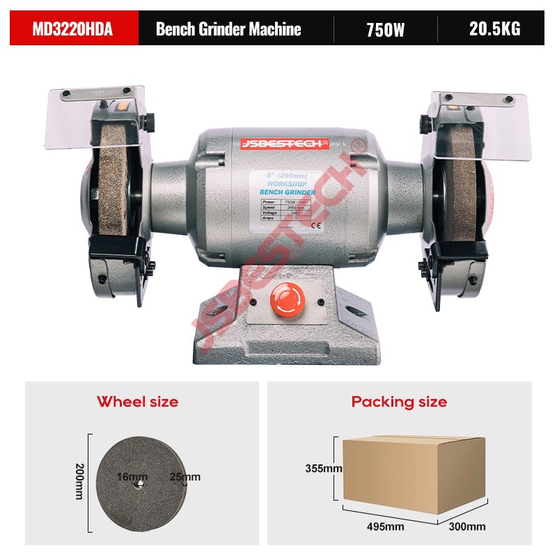 MD3220HDA Grinding Sharpening Polishing Electric Double Wheel Bench Grinder