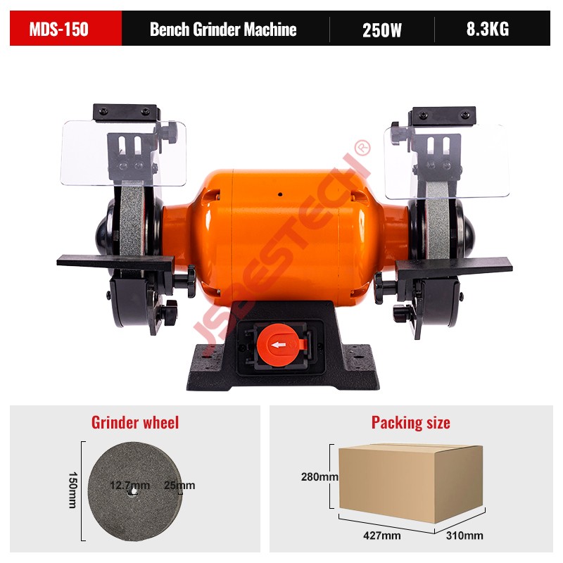 MDS-150 250W efficient steel base bench grinder CE electric 150mm bench grinder